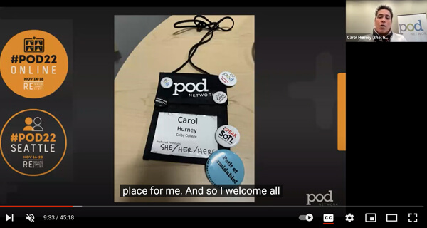 Screenshot of the POD22 presidential address video