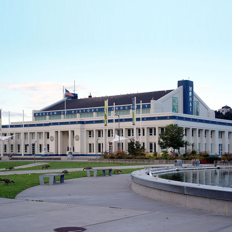 The MOHAI building (Naval Reserve Armory) at Lake Union Park, pictured in 2015